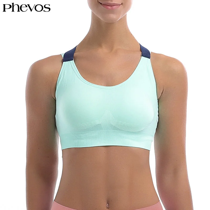 Yoga Bar for Vegan Protein -Phevos Women Push Up Sports Bra for Fitness Yoga