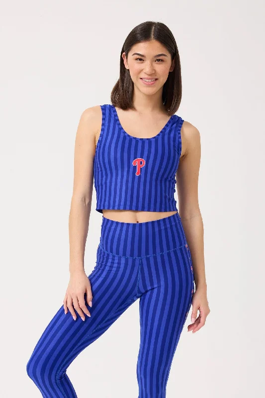Yoga Bar with MCT Oil -Phillies TLC Crop Top in Electric Blue Chalk Stripe