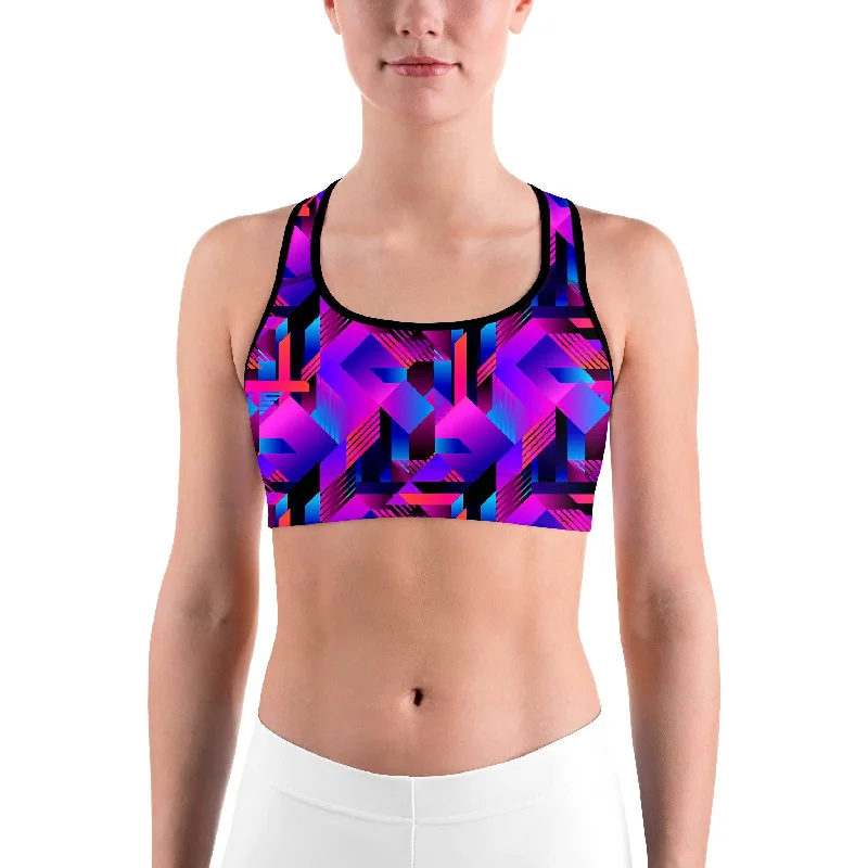 Yoga Bar with Coconut Flour -Pink and Purple Colorblock Sports bra
