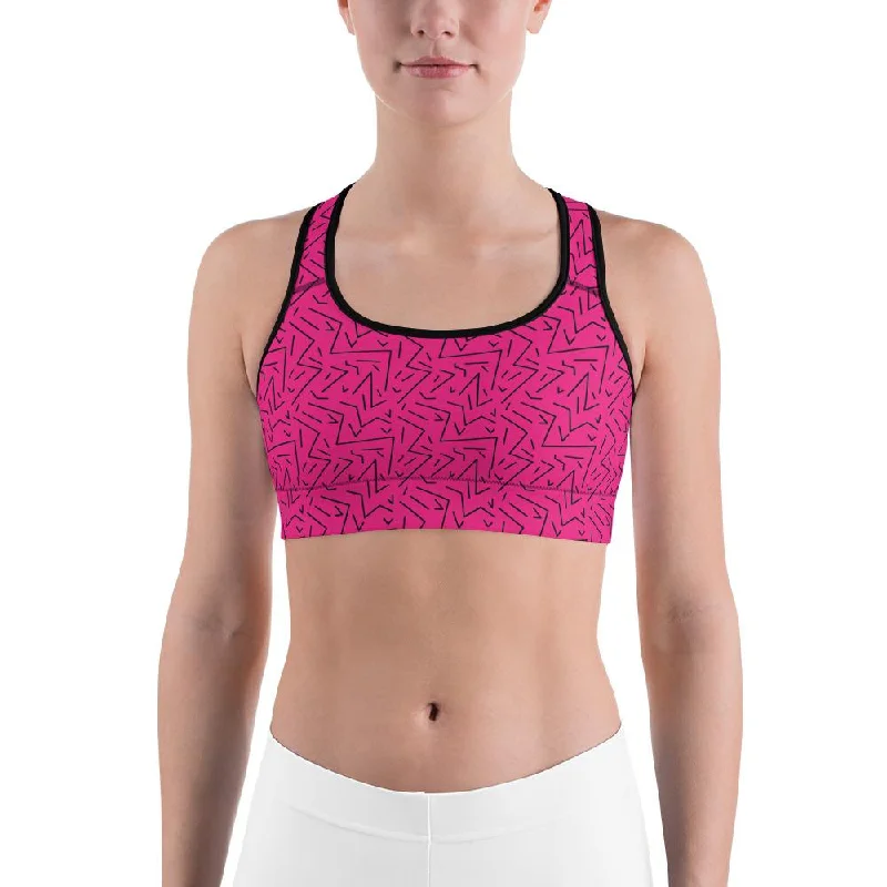 Yoga Bar with Peaches -Pink Black Line Sports Bra