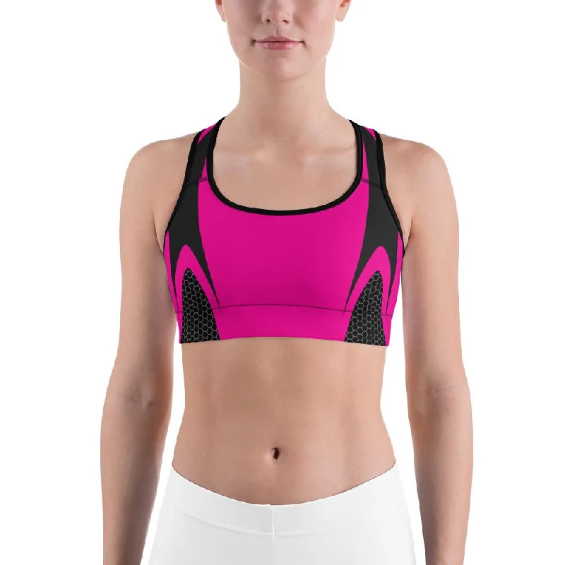 Yoga Bar for Vegan Athletes -Pink Honeycomb Carbon Sports Bra