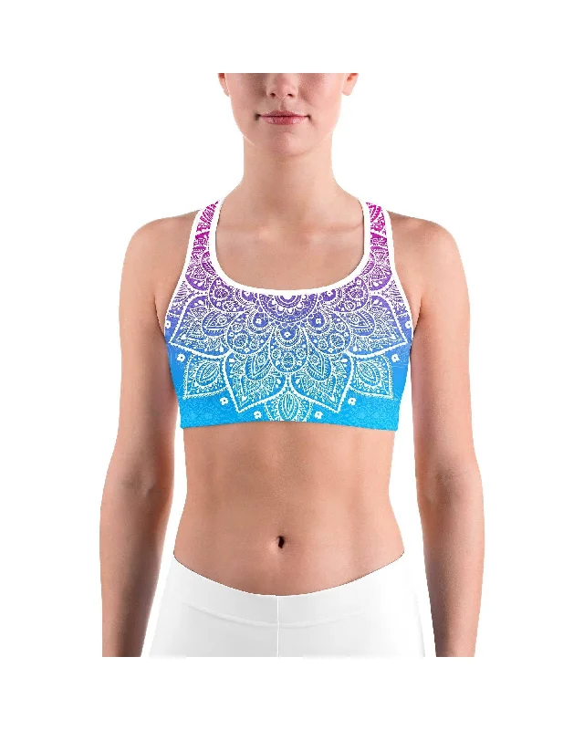 High-Energy Protein Yoga Bars -Pink to Blue Mandala Sports bra