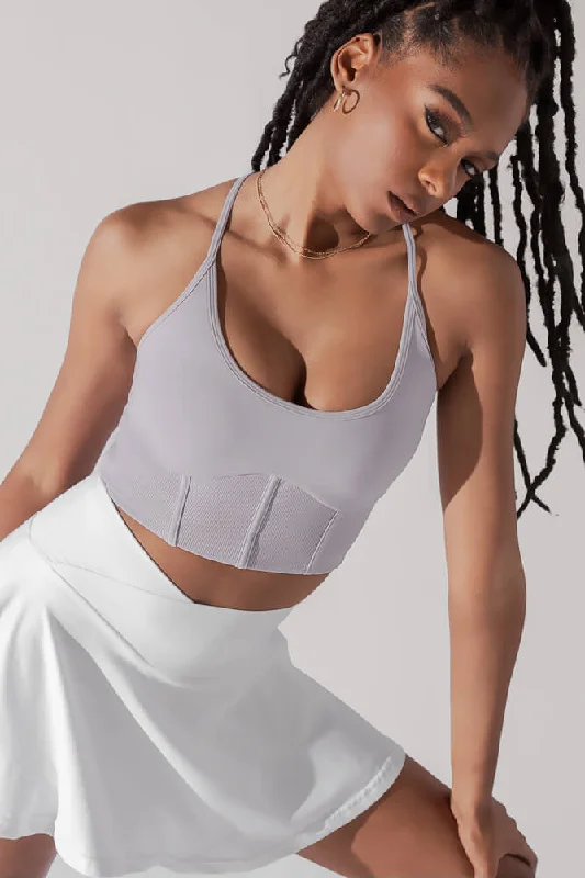 Yoga Bars for Stress Relief -Plié Corset Crop Bralette - Lavender Grey