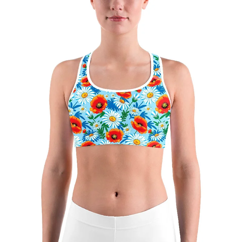 Yoga Bar with Peanuts -Poppy & Daisy Floral Sports bra
