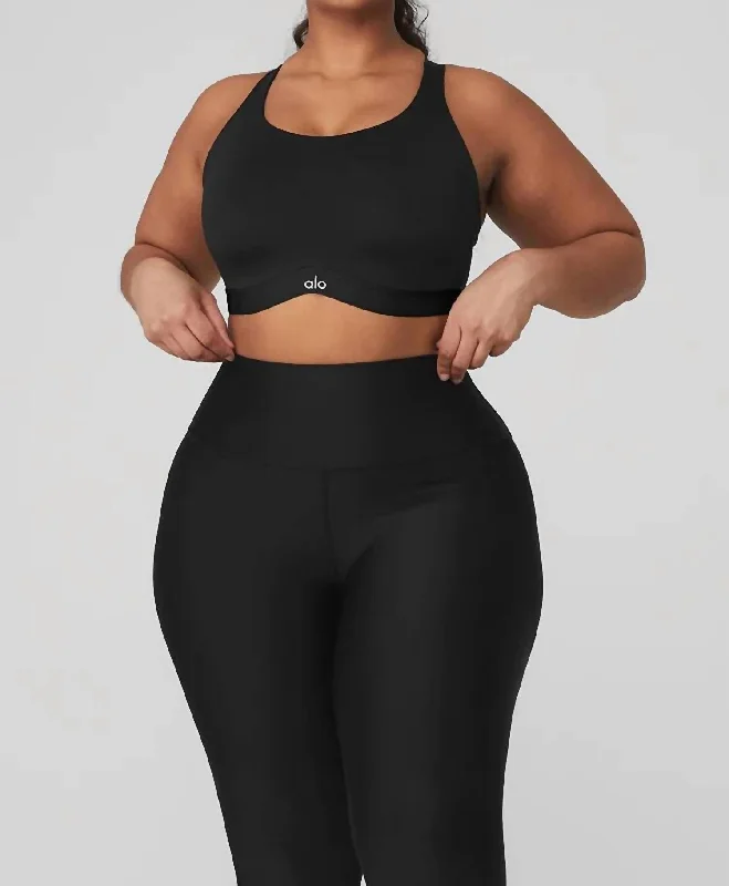 Yoga Bar for Muscle Endurance -Power Play High Impact Sports Bra Tank Top In Black