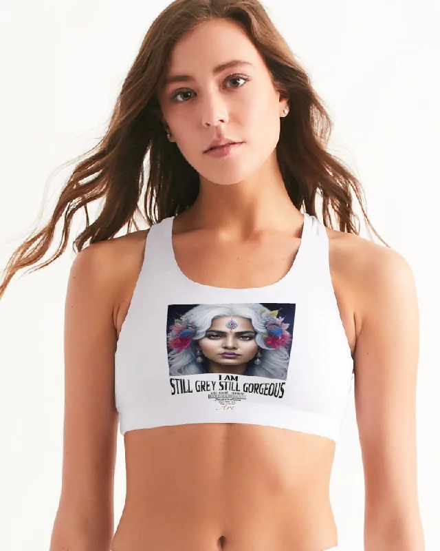 Organic Yoga Bars for Better Digestion -Promoting Indian women with silver grey hair Women's Seamless Sports Bra