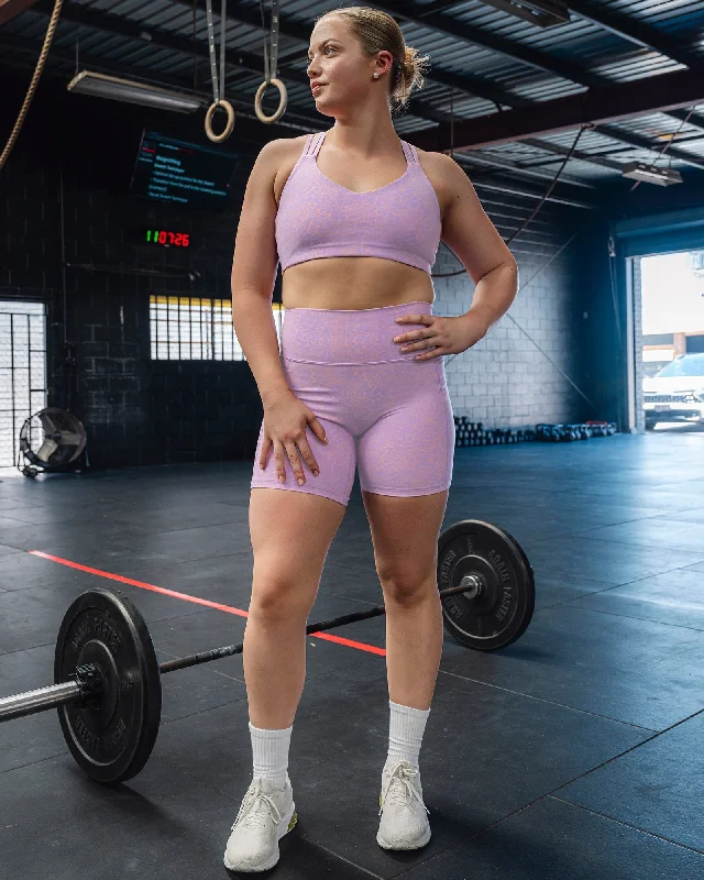 Yoga Bar with Olive Oil and Protein -Push The Limit Sports Bra - Pale Lilac Vitality Print