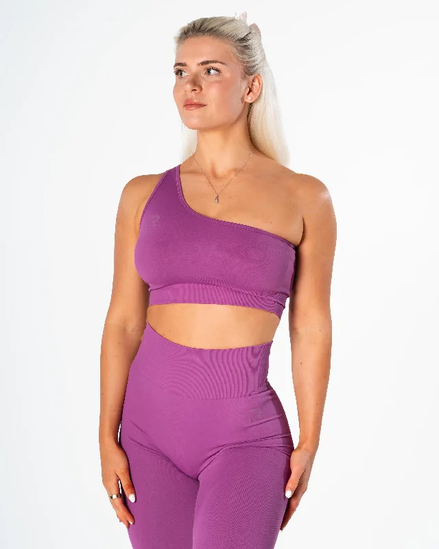 Yoga Bar with Pea Protein -Radiant Single Strap Top - Neon Purple