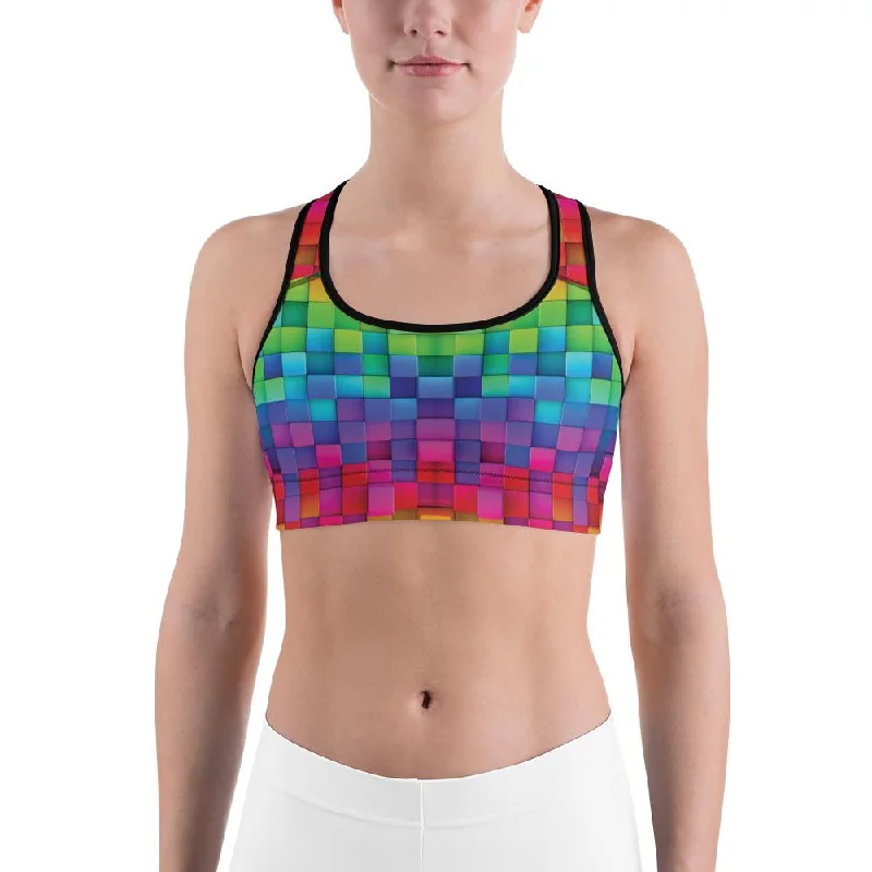 Natural Yoga Bar with No Additives -Rainbow Blocks Sports Bra