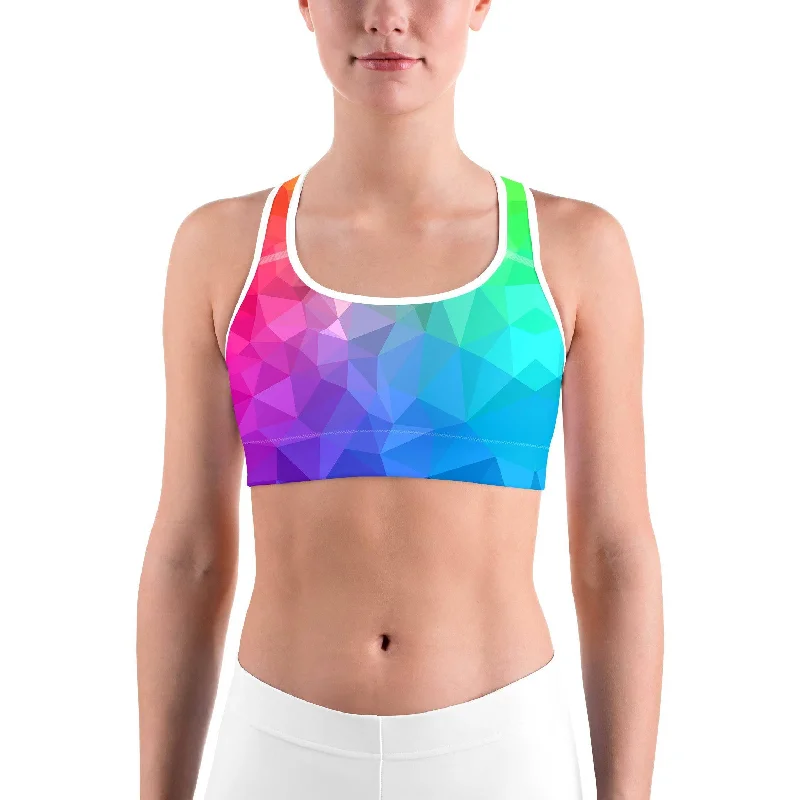 Yoga Bar with Matcha Powder -Rainbow Polygon Sports bra