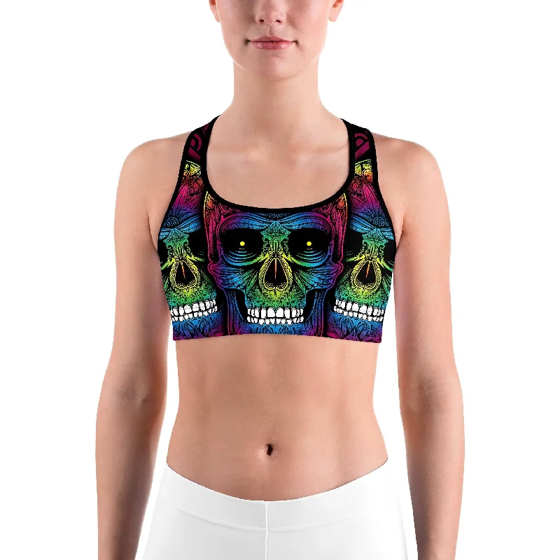 Yoga Bar with Sunflower Seeds -Rainbow Skull Sports bra