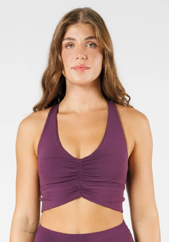 Yoga Bar with MCTs -Reluna Ruched Bra Wildberry