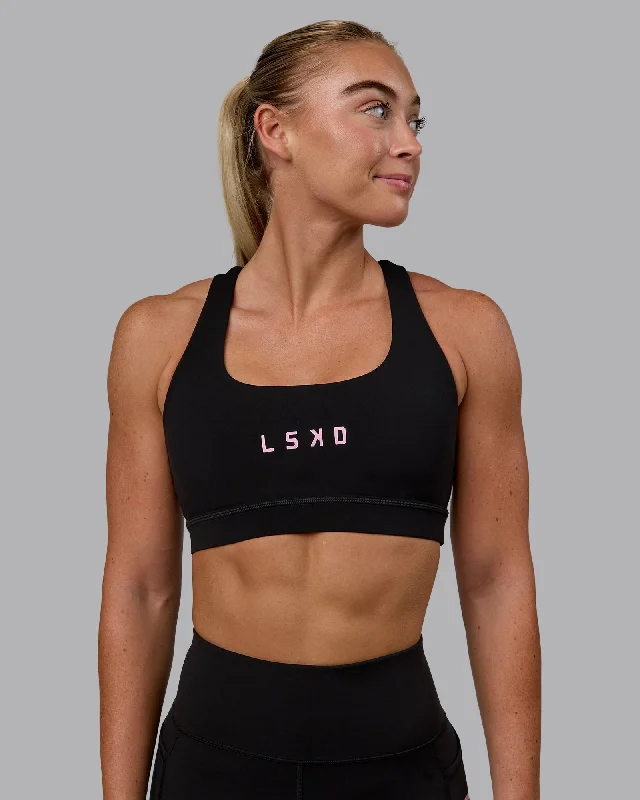 Yoga Bar with Natural Collagen -Rep Sports Bra - Black-Bubblegum