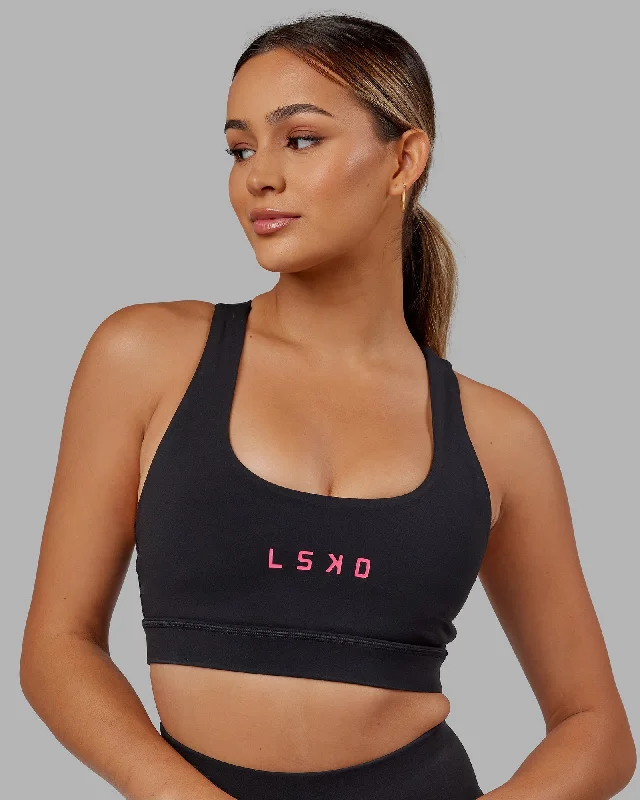 Yoga Bar with Pears and Almonds -Rep Sports Bra Small Logo - Black-Boysenberry