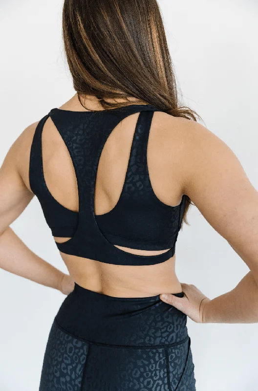 Yoga Bar with Hemp and Chia Seeds -Resilience Sports Bra in Stealth Leopard
