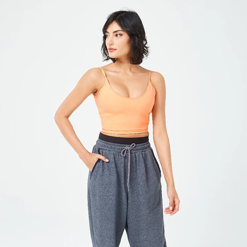 Yoga Bar with Pecan Nuts -Retrograde Longline Bra Top - Orange Chiffon Marl