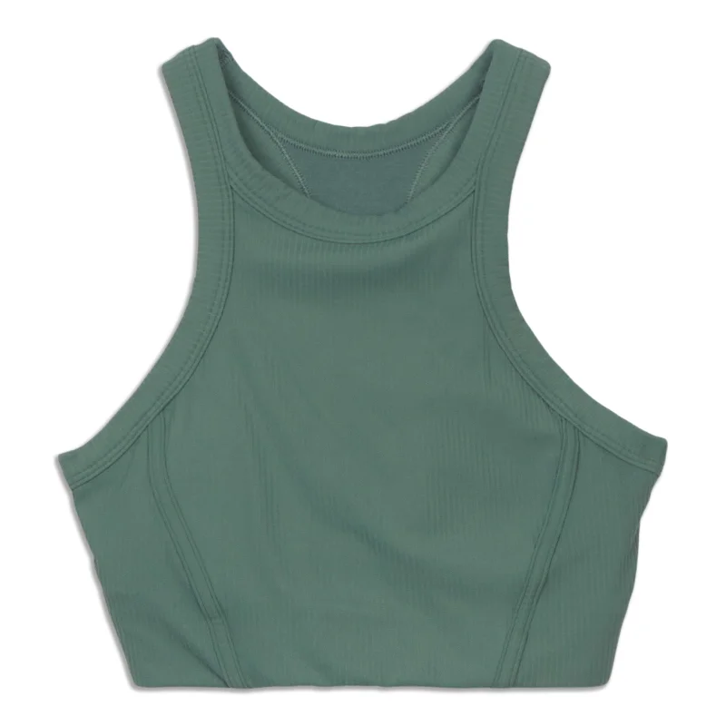 Yoga Bar with Carob -Ribbed High-Neck Yoga Bra - Resale