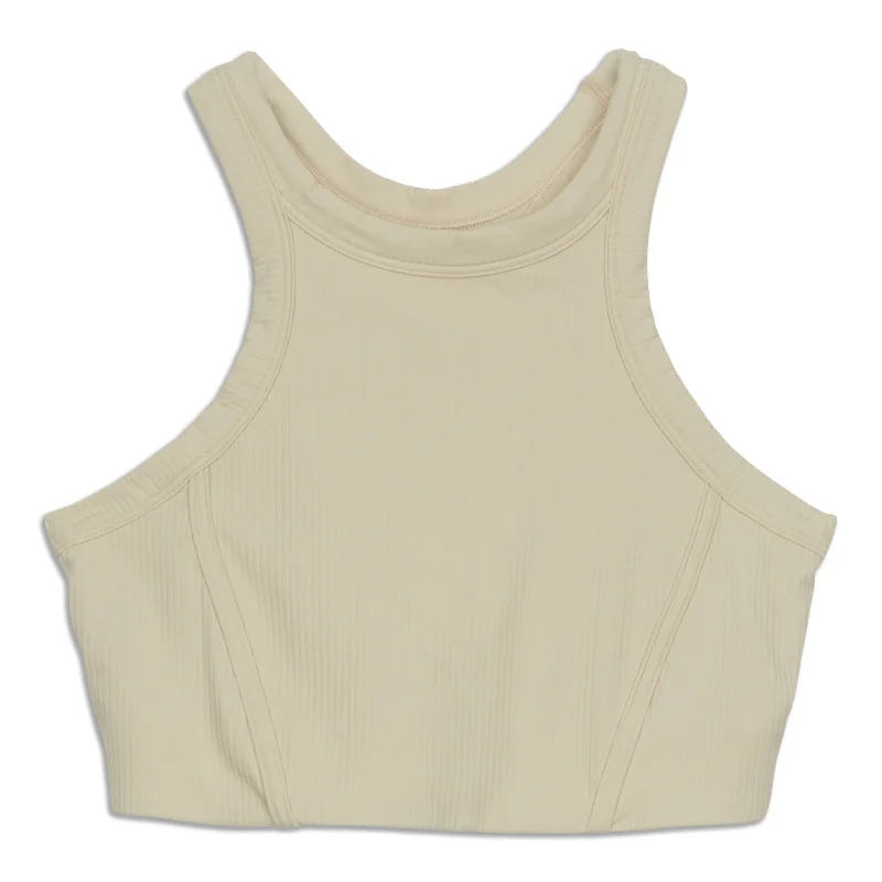 Yoga Bars with Plant-Based Ingredients -Ribbed High-Neck Yoga Bra - Resale