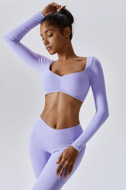 Yoga Bar with Maca Root -Diamond Neck Long Sleeve Crop Top