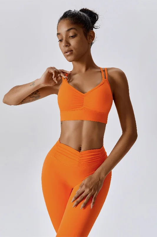 Yoga Bar with Carbohydrates for Energy -Ruched Front Crisscross Back Crop Top