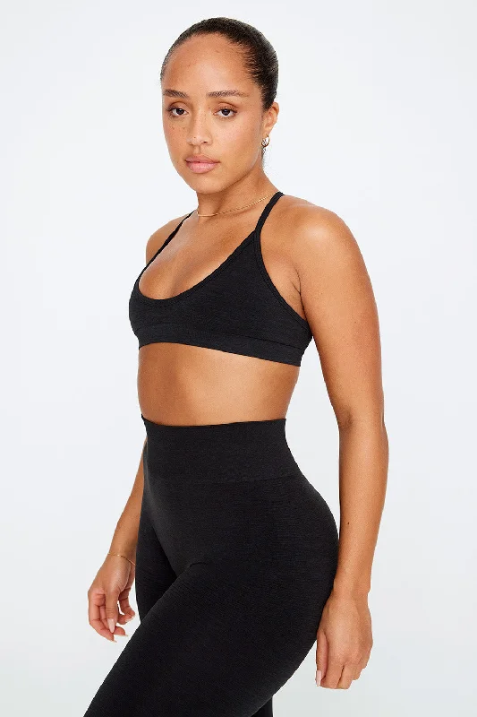 Yoga Bars for Busy Athletes -SCULPT SEAMLESS MINI SPORTS BRA - BLACK MARL