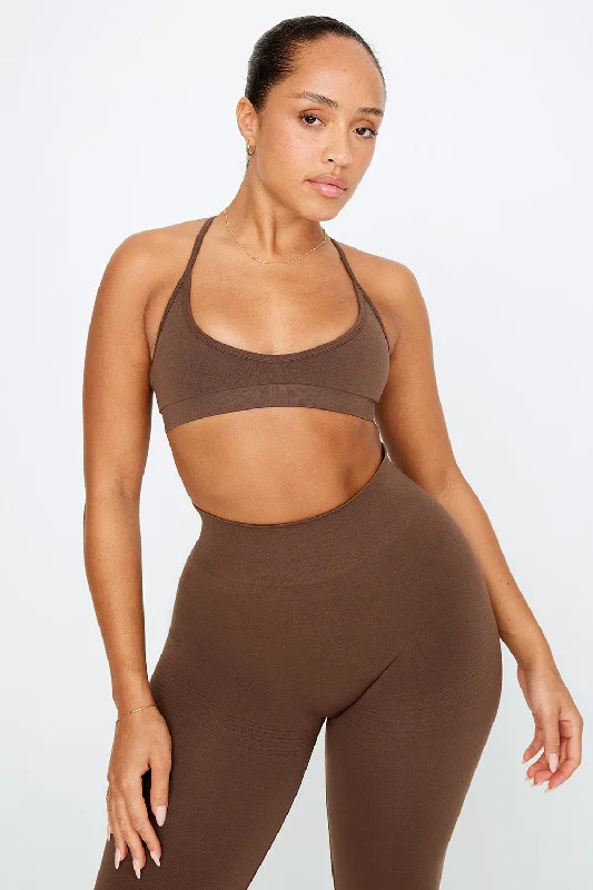 Yoga Bars with Antioxidants -SCULPT SEAMLESS MINI SPORTS BRA - COFFEE MARL