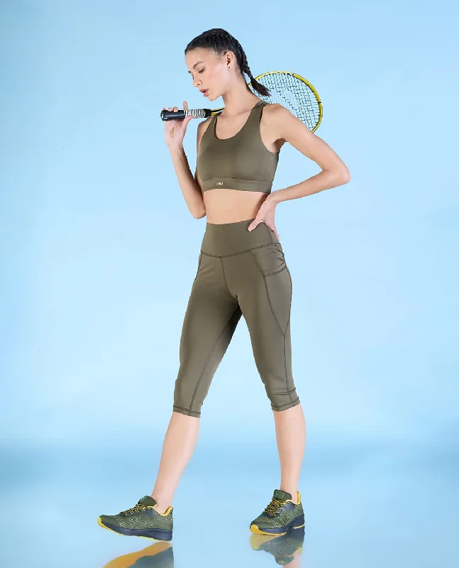 Yoga Bar with Healthy Fats -High Waisted 3/4 Leggings in Second SKN Fabric