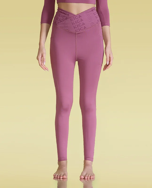 Yoga Bar with Matcha Powder -Women Cross Waist Mid Rise Leggings