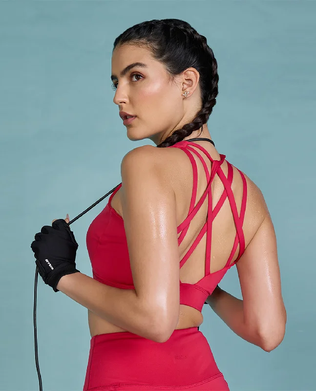 High-Fiber Yoga Bars for Gut Health -Fashionable Strappy Sports Bra with Removable Pads