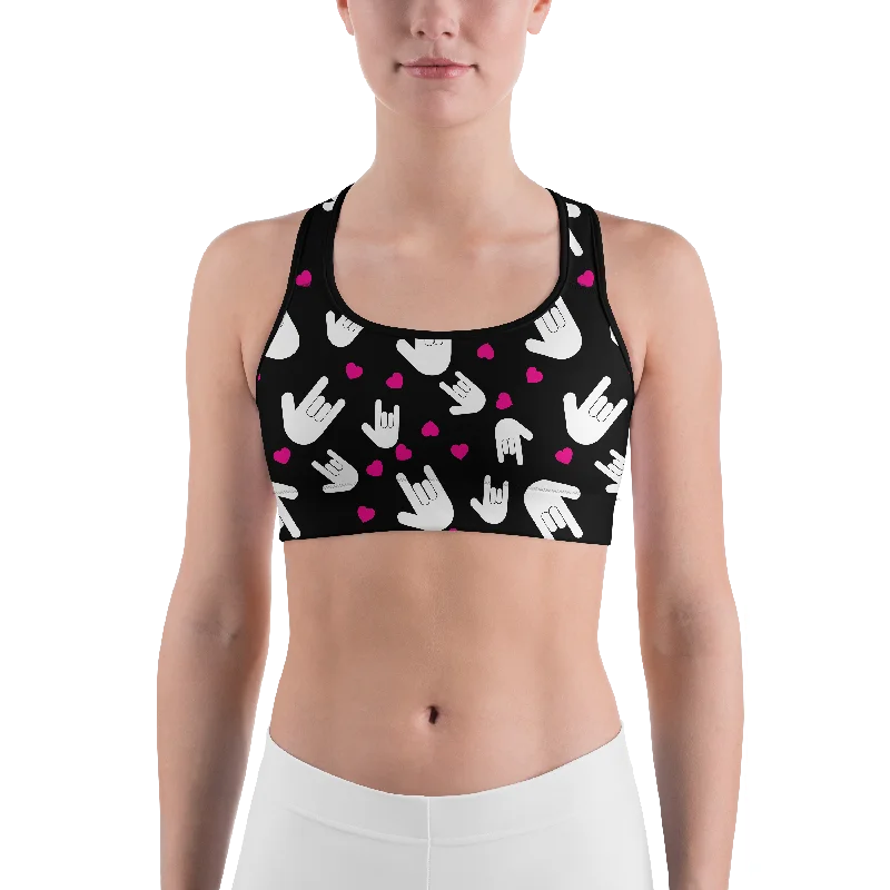 Yoga Bar with Pea Protein -Sign Language I Love You Sports Bra