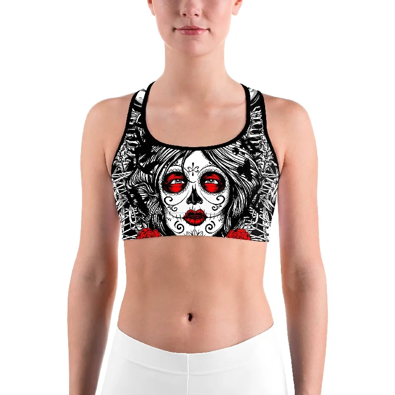 Low-Calorie Yoga Bars -Skeleton Sugar Skull Sports bra