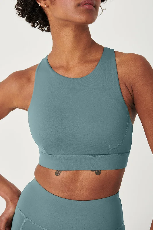 Yoga Bar for Hydration -SKINLUXE OPEN BACK SPORTS BRA - LEAF GREEN