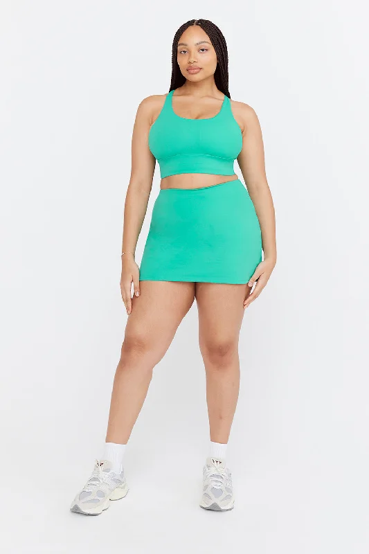 Yoga Bar for Outdoor Activities -SKINLUXE LONGLINE TANK SPORTS BRA - ALOE GREEN