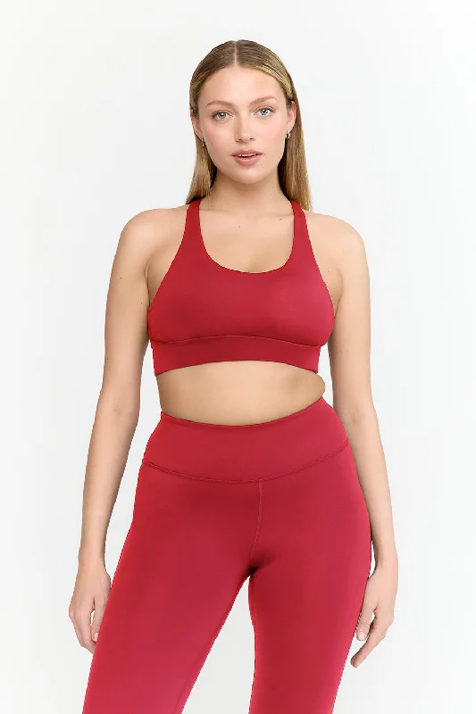 Organic Protein Bar for Detoxing -SKINLUXE LONGLINE TANK SPORTS BRA - RETRO RED