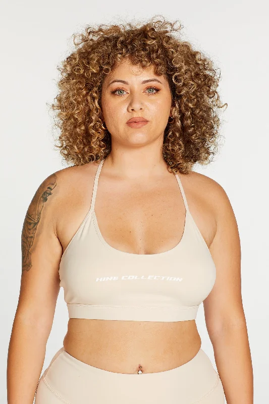 Yoga Bar for Pre-Workout Fuel -THIN RACER BRA BEIGE