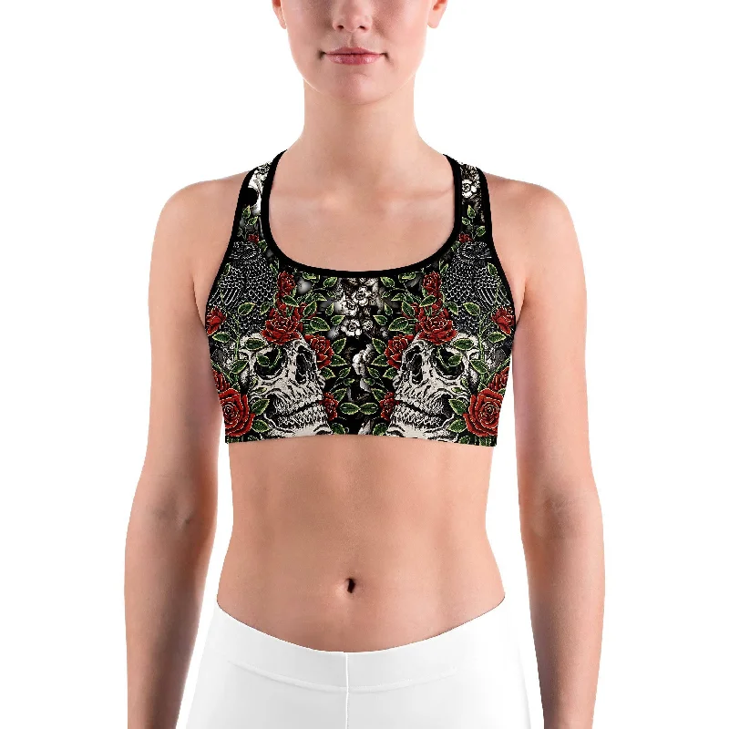 Yoga Bar for Weight Loss -Skulls & Roses Sports bra