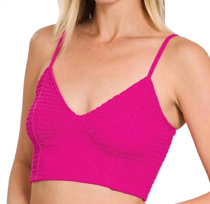Yoga Bar for Pre-Workout Fuel -Smocked Triangle Bralette In Hot Pink