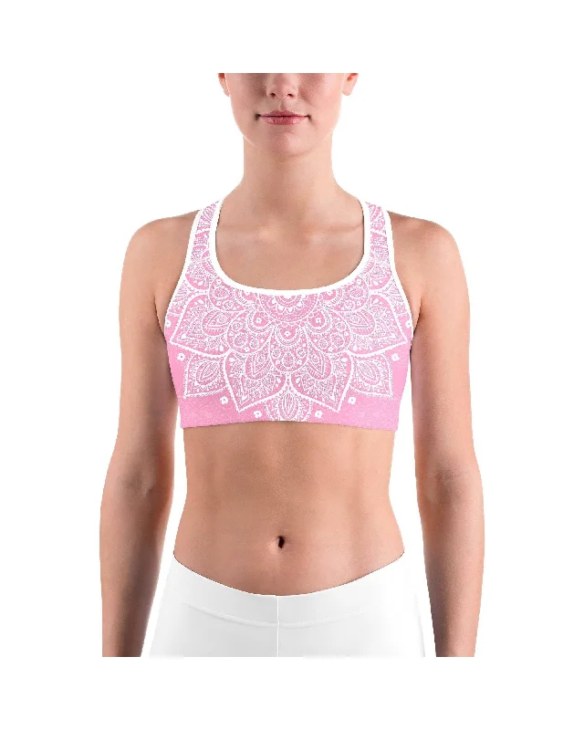 Yoga Bar for Busy Athletes -Soft Pink Mandala Sports bra