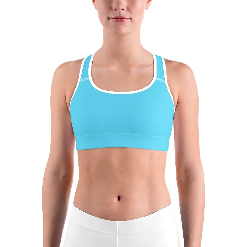 High-Protein Vegan Yoga Bars -Solid Baby Blue Sports Bra