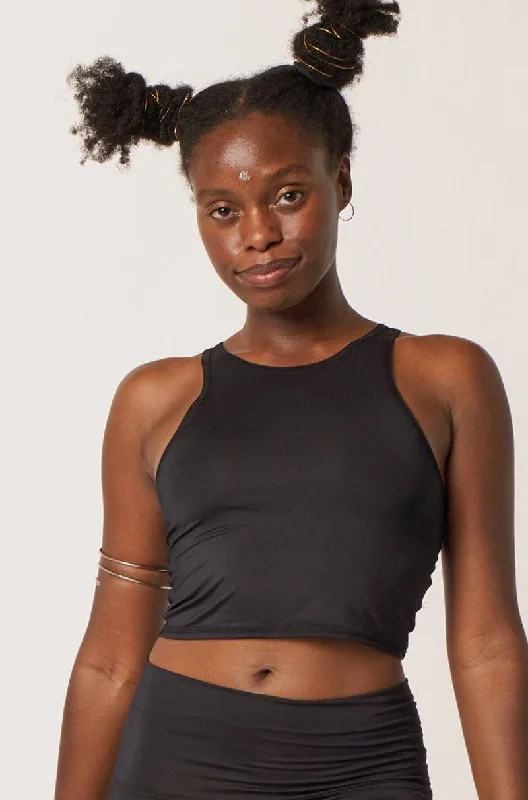 Healthy Yoga Bars for Energy -Teeki Solid Black Mermaid Tank