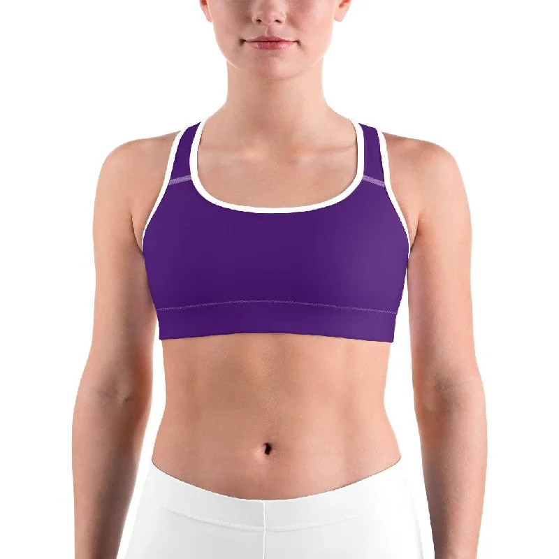 Healthy Protein Bars for Yoga -Solid Deep Purple Sports bra