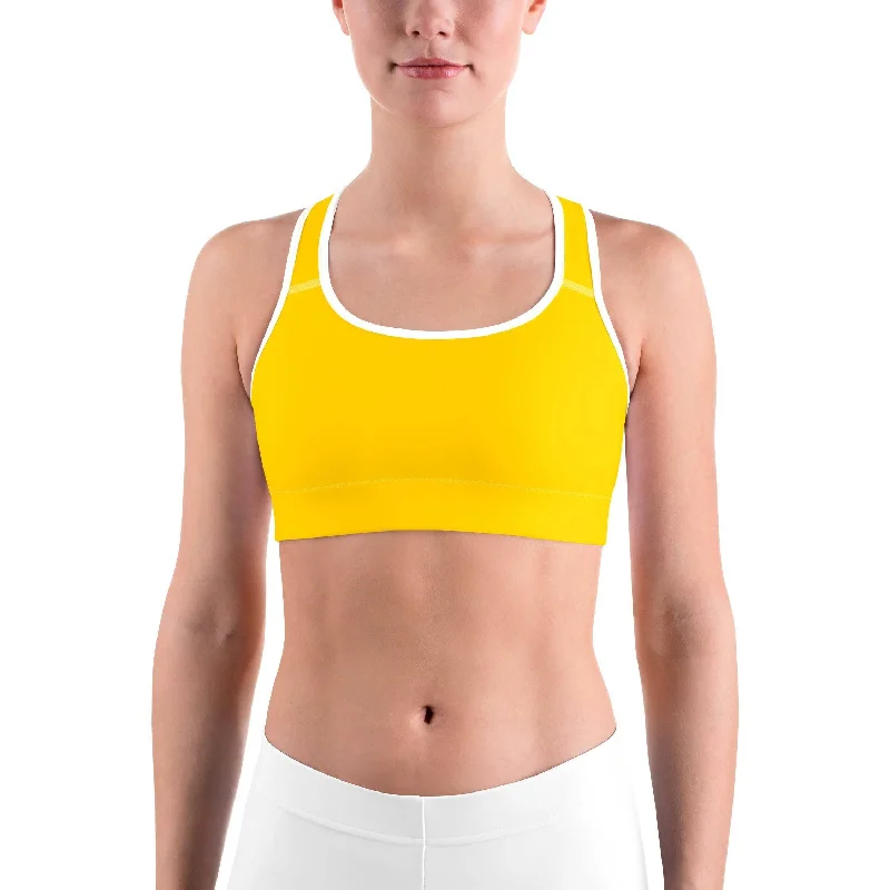 Organic Yoga Bars for Energy -Solid Deep Yellow Sports bra