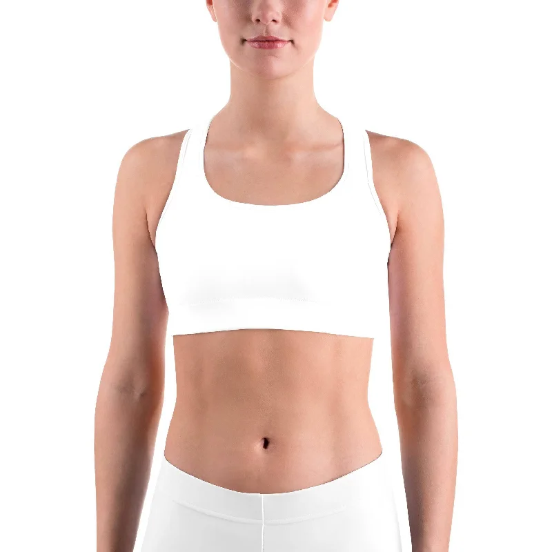 Yoga Bar for Increased Muscle Mass -Solid White Sports Bra