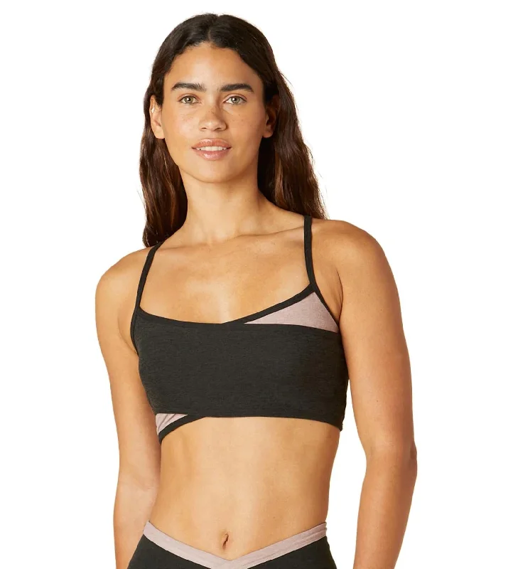 Organic Protein Yoga Bars -Spacedye Blocked At Your Leisure Yoga Sports Bra In Darkest Night/chai Colorblock