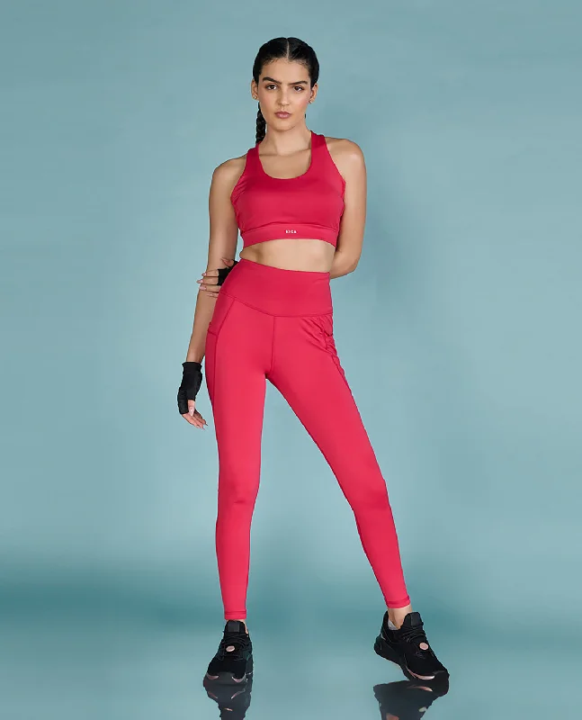 Healthy Yoga Bar with Real Ingredients -Strappy Bra & Second Skin Leggings Set - Pink Healthy Yoga Bar with Real Ingredients -Strappy Bra & Second Skin Leggings Set - Pink