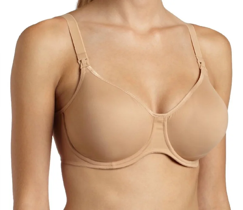 Yoga Bar with Date Paste -Stretch Microfiber Underwire Nursing Bra In Skin