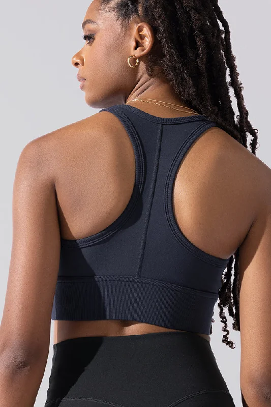 Yoga Bar for Outdoor Activities -Sweat Sesh Crop Top - Smoky Navy