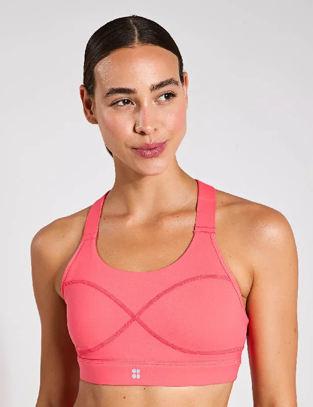 Yoga Bar with Organic Acai -Power Medium Support Sports Bra - Coral Pink