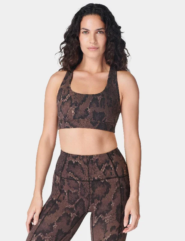 Yoga Bar with Fresh Lemon -Super Soft Reversible Bra - Brown Python Print/Cacao Brown