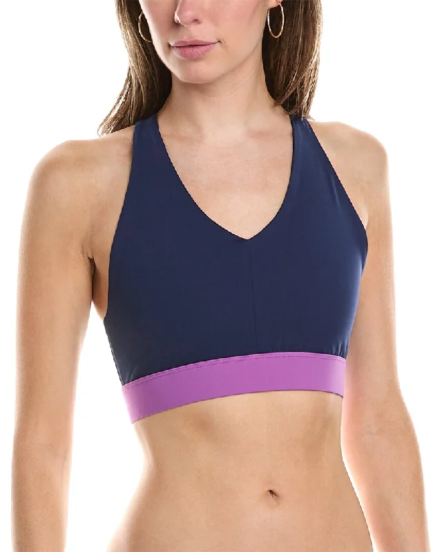 Yoga Bar with Essential Amino Acids -Terez Action Colorblock V-Neck Racerback Bra